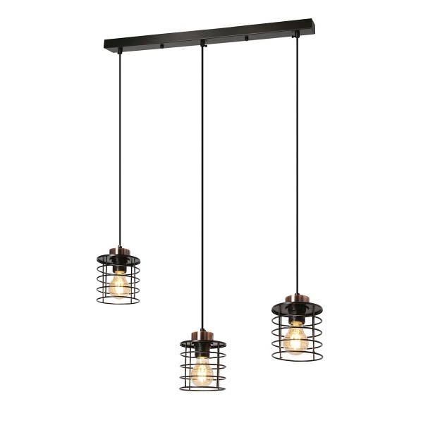 Glob Lampa Wisząca Czarny+Złoty 3X40W E27 Klosz Czarny Candellux