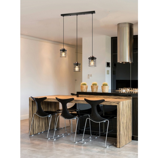 Glob Lampa Wisząca Czarny+Złoty 3X40W E27 Klosz Czarny Candellux