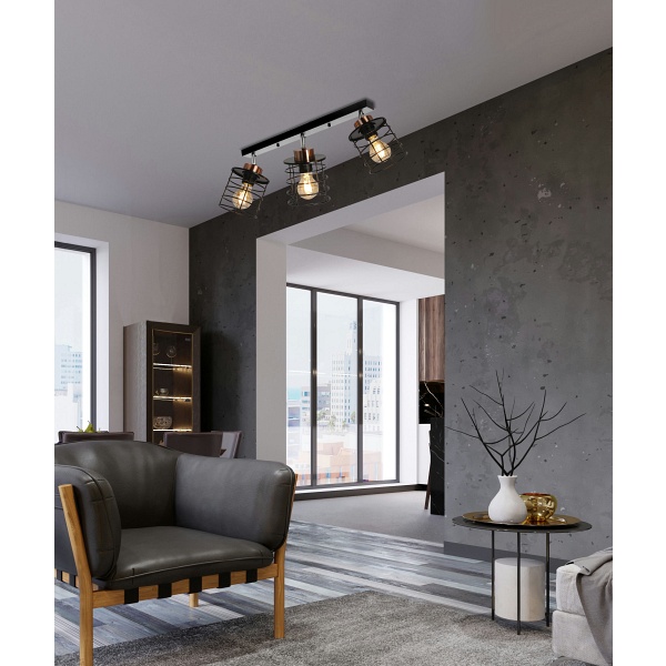 Glob Lampa Sufitowa Czarny+Złoty 3X40W E27 Klosz Czarny Candellux