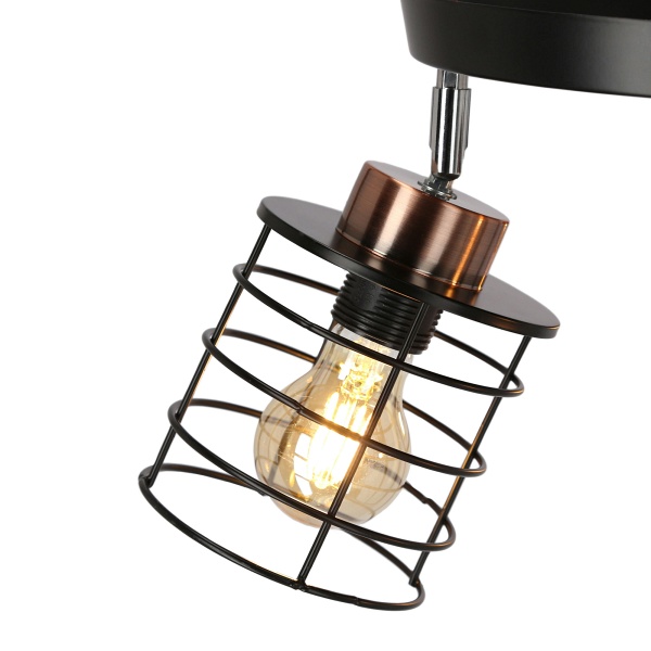 Glob Lampa Sufitowa Plafon Czarny+Złoty 3X40W E27 Klosz Czarny Candellux