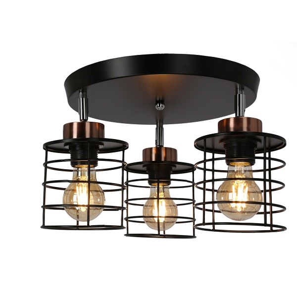 Glob Lampa Sufitowa Plafon Czarny+Złoty 3X40W E27 Klosz Czarny Candellux