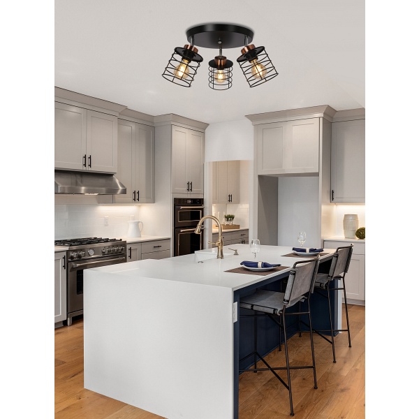 Glob Lampa Sufitowa Plafon Czarny+Złoty 3X40W E27 Klosz Czarny Candellux