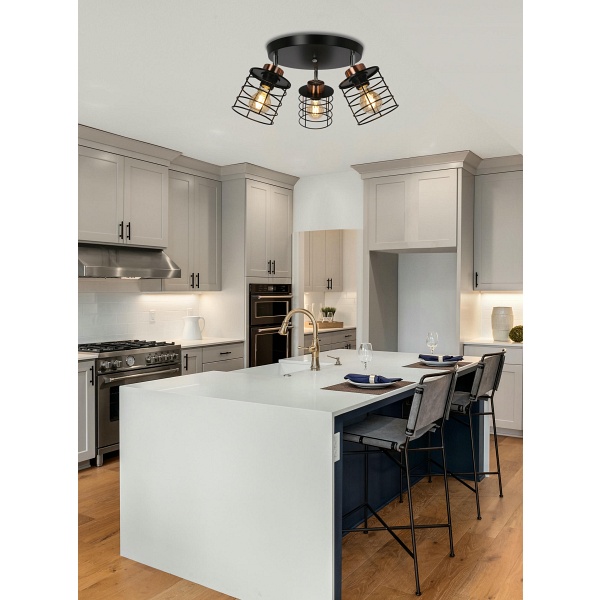 Glob Lampa Sufitowa Plafon Czarny+Złoty 3X40W E27 Klosz Czarny Candellux