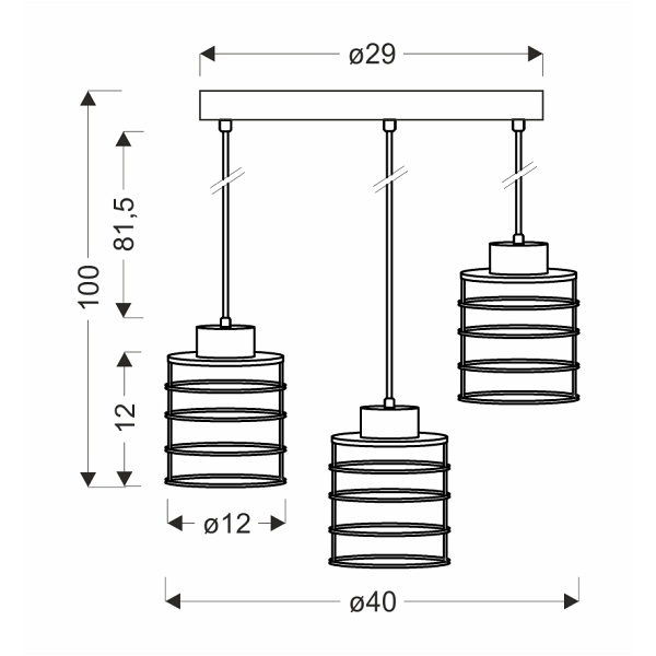 Glob Lampa Wisząca Czarny+Złoty Talerz 3X40W E27 Klosz Czarny Candellux