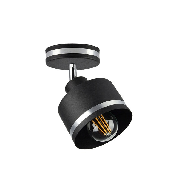 Wama Lampa Kinkiet Czarny 1X40W E27 Klosz Czarny+Srebrny Candellux