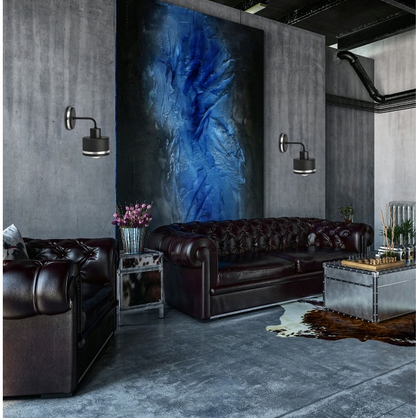 Wama Lampa Kinkiet Czarny 1X40W E27 Klosz Czarny+Srebrny Candellux