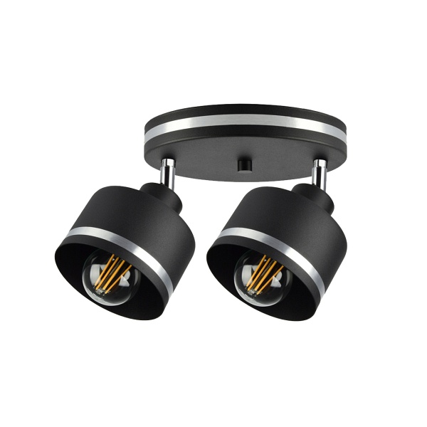 Wama Lampa Sufitowa Czarny 2X40W E27 Klosz Czarny+Srebrny Candellux