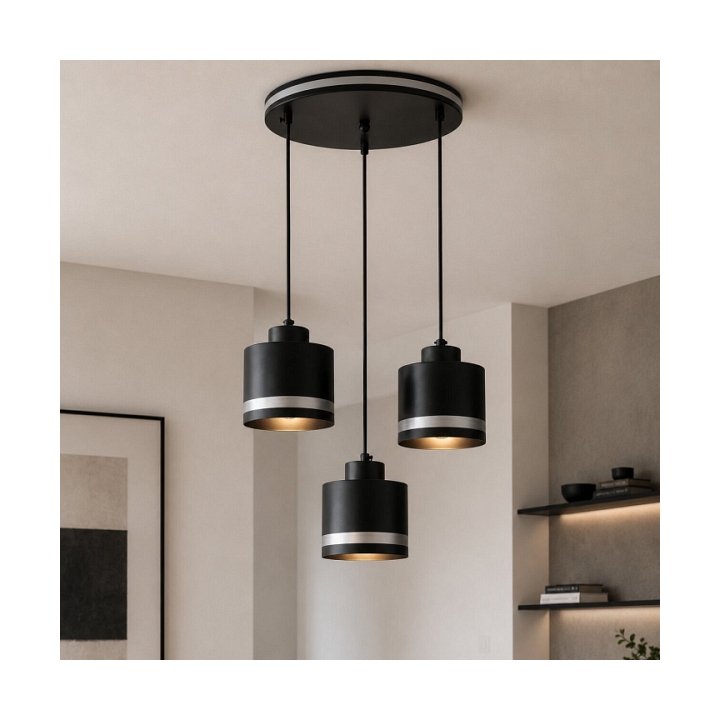 Lampa wisząca Wama czarna czarna srebrny 3x40w - Candellux