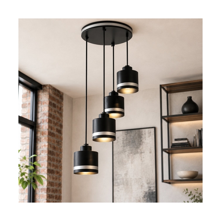 Lampa wisząca Wama czarna czarna srebrny 4x40w - Candellux