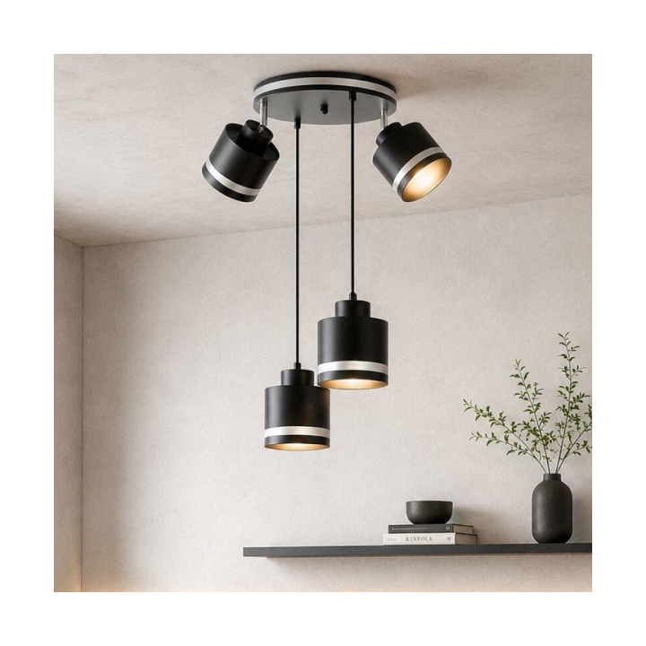 Lampa wisząca Wama czarna czarna srebrny 4x40w - Candellux