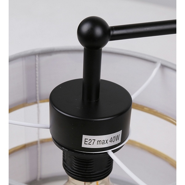 Andy Lampa Wisząca Czarny 3X40W E27 Abażur Szary+Złoty Candellux