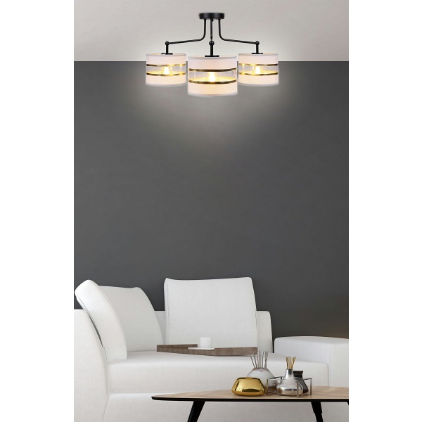 Andy Lampa Wisząca Czarny 3X40W E27 Abażur Szary+Złoty Candellux