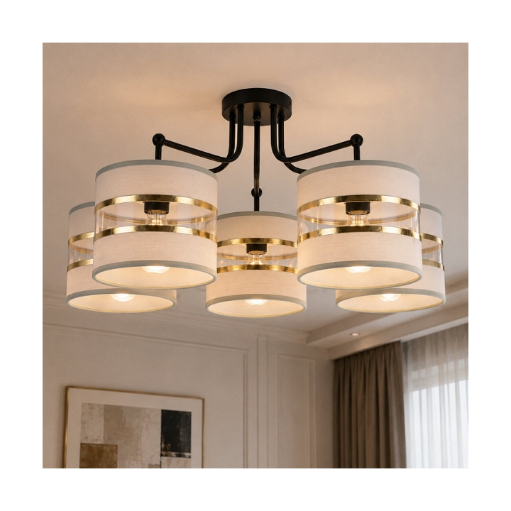 Lampa wisząca Andy czarna szara złota 5x40w - Candellux
