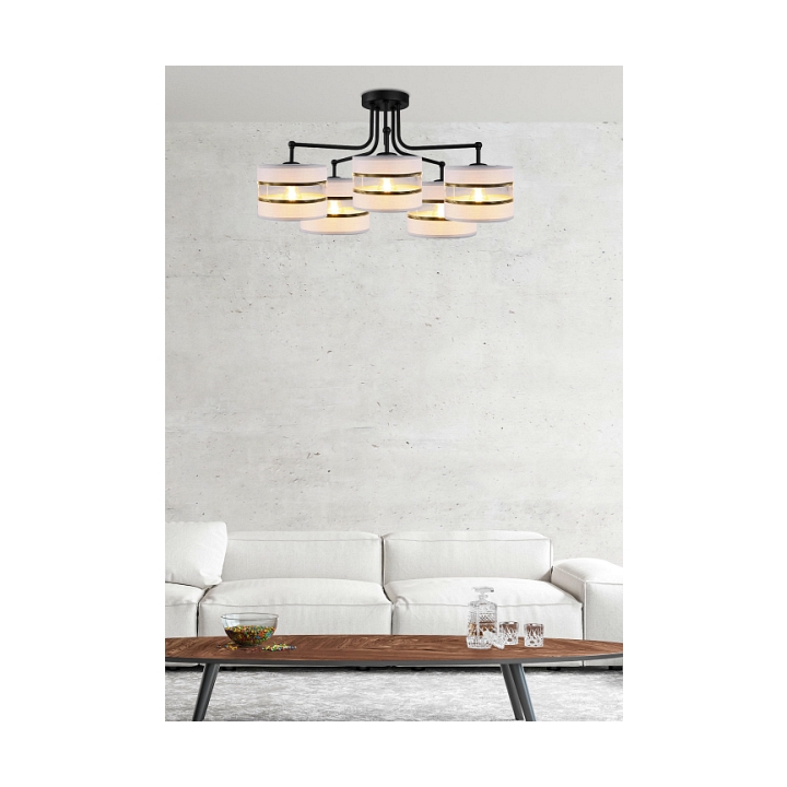 Lampa wisząca Andy czarna szara złota 5x40w - Candellux