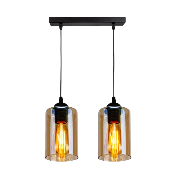 Bistro Lampa Wisząca Czarny 2X40W E27 Klosz Brązowy Candellux
