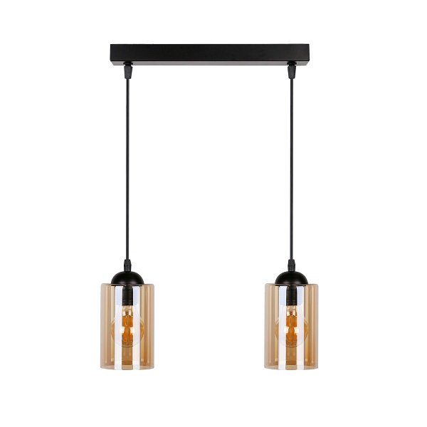 Bistro Lampa Wisząca Czarny 2X40W E27 Klosz Brązowy Candellux
