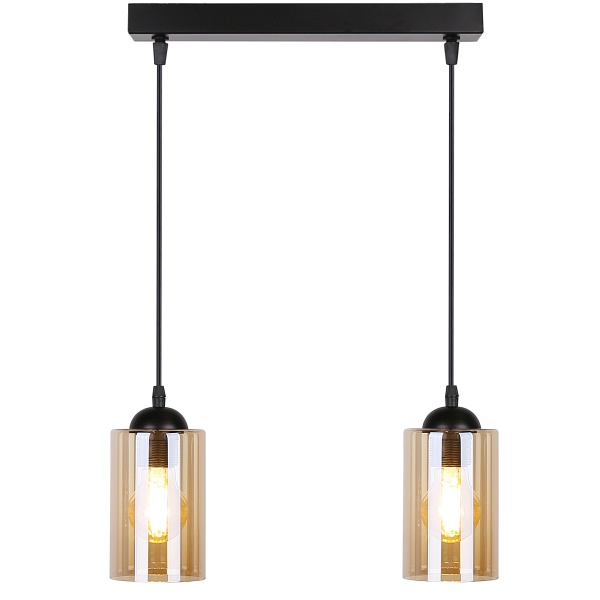 Bistro Lampa Wisząca Czarny 2X40W E27 Klosz Brązowy Candellux