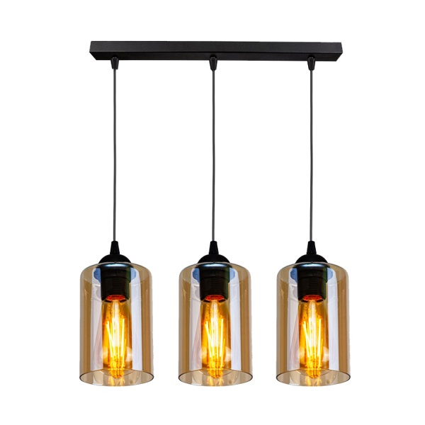Bistro Lampa Wisząca Czarny 3X40W E27 Klosz Brązowy Candellux