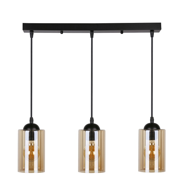 Bistro Lampa Wisząca Czarny 3X40W E27 Klosz Brązowy Candellux