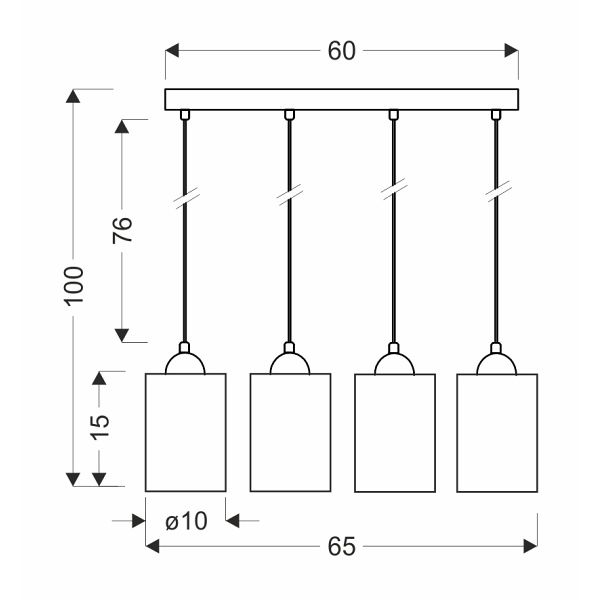 Bistro Lampa Wisząca Czarny 4X40W E27 Klosz Brązowy Candellux