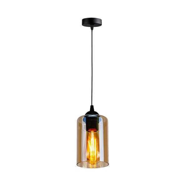 Bistro Lampa Wisząca Czarny 1X40W E27 Klosz Brązowy Candellux