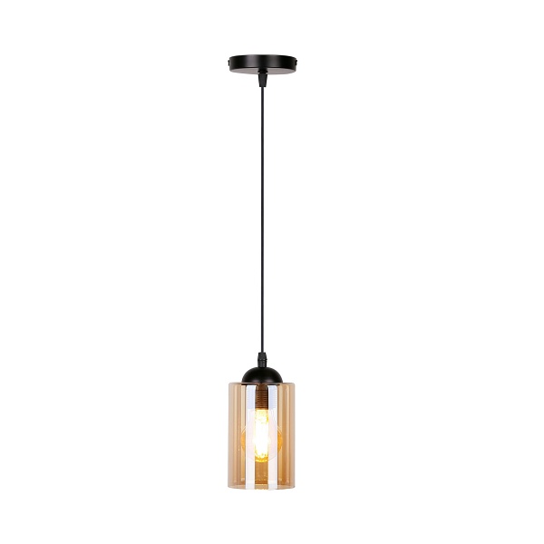 Bistro Lampa Wisząca Czarny 1X40W E27 Klosz Brązowy Candellux