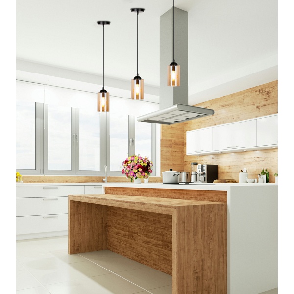 Bistro Lampa Wisząca Czarny 1X40W E27 Klosz Brązowy Candellux