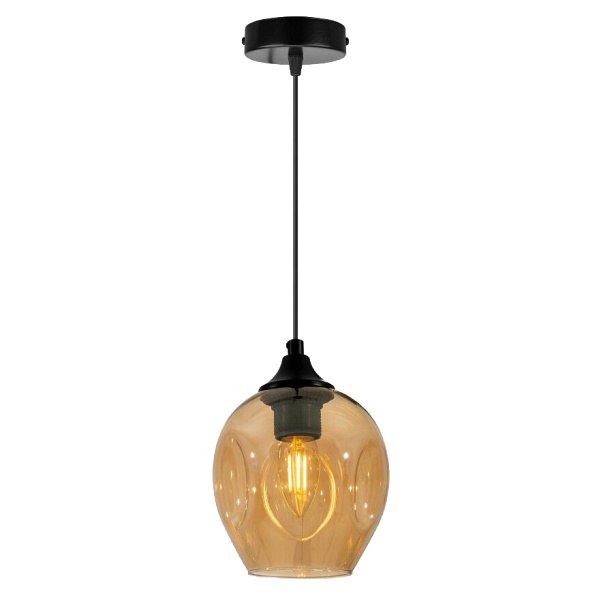 Aspa Lampa Wisząca Czarny 1X40W E27 Klosz Brązowy Candellux