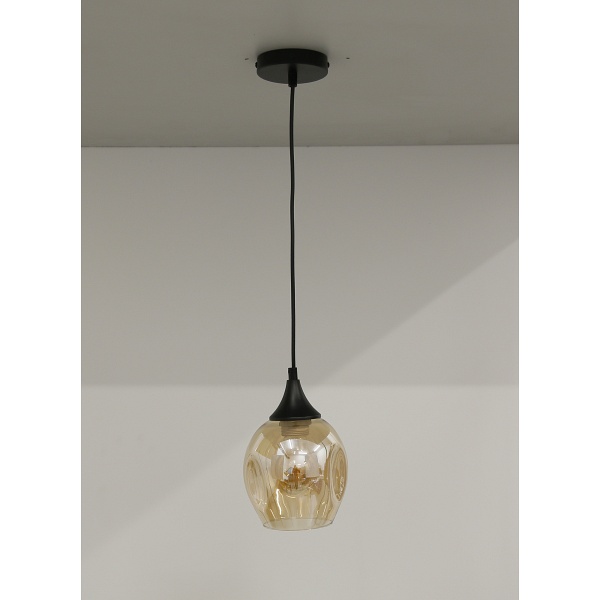 Aspa Lampa Wisząca Czarny 1X40W E27 Klosz Brązowy Candellux