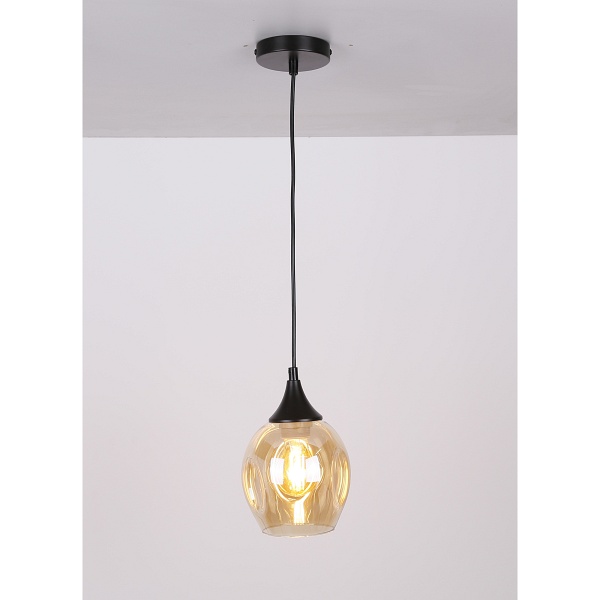 Aspa Lampa Wisząca Czarny 1X40W E27 Klosz Brązowy Candellux