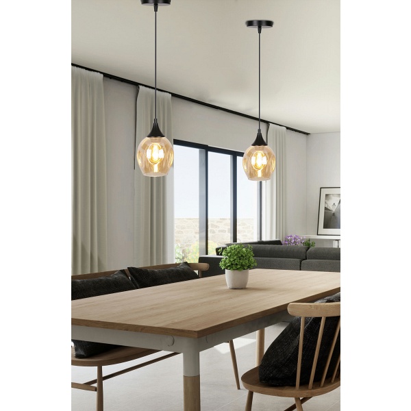 Aspa Lampa Wisząca Czarny 1X40W E27 Klosz Brązowy Candellux