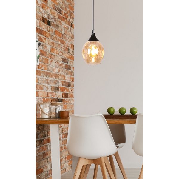 Aspa Lampa Wisząca Czarny 1X40W E27 Klosz Brązowy Candellux