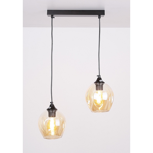 Aspa Lampa Wisząca Czarny 2X40W E27 Klosz Brązowy Candellux
