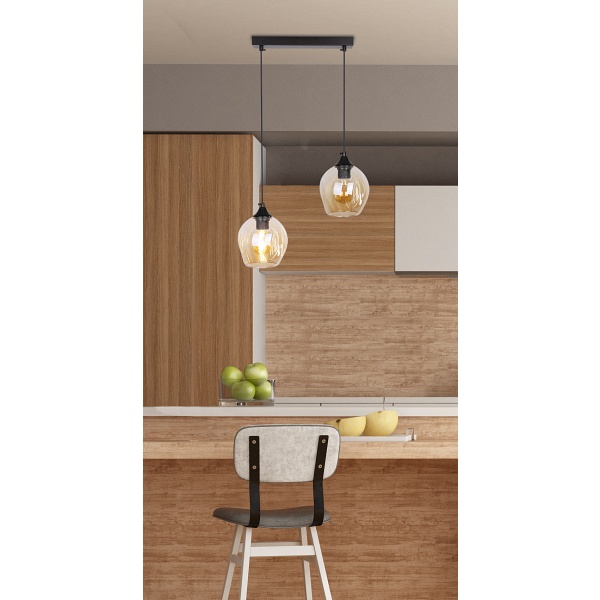 Aspa Lampa Wisząca Czarny 2X40W E27 Klosz Brązowy Candellux