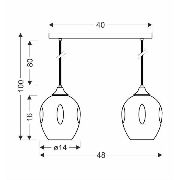 Aspa Lampa Wisząca Czarny 2X40W E27 Klosz Brązowy Candellux