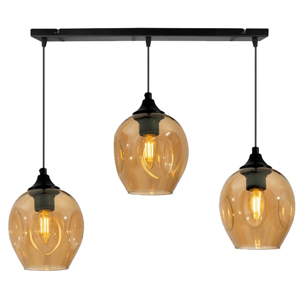 Aspa Lampa Wisząca Czarny 3X40W E27 Klosz Brązowy Candellux