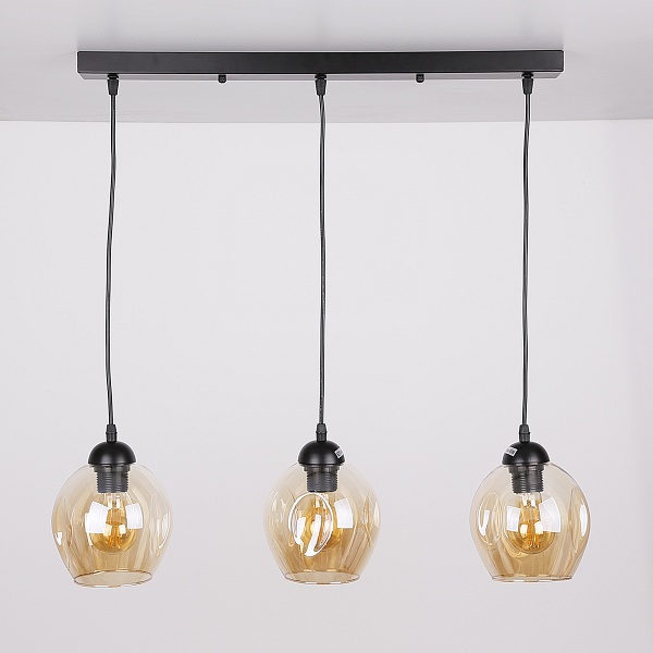 Aspa Lampa Wisząca Czarny 3X40W E27 Klosz Brązowy Candellux