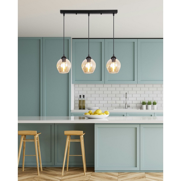 Aspa Lampa Wisząca Czarny 3X40W E27 Klosz Brązowy Candellux
