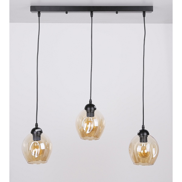 Aspa Lampa Wisząca Czarny 3X40W E27 Klosz Brązowy Candellux