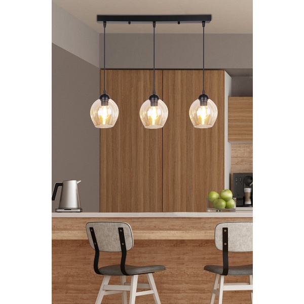Aspa Lampa Wisząca Czarny 3X40W E27 Klosz Brązowy Candellux