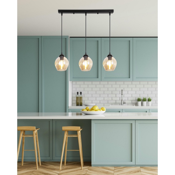 Aspa Lampa Wisząca Czarny 3X40W E27 Klosz Brązowy Candellux