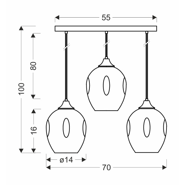 Aspa Lampa Wisząca Czarny 3X40W E27 Klosz Brązowy Candellux