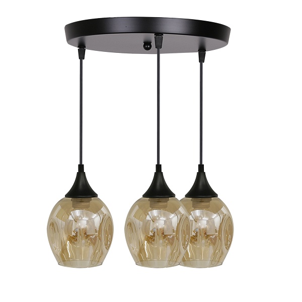 Aspa Lampa Wisząca Czarny Talerz 3X40W E27 Klosz Brązowy Candellux