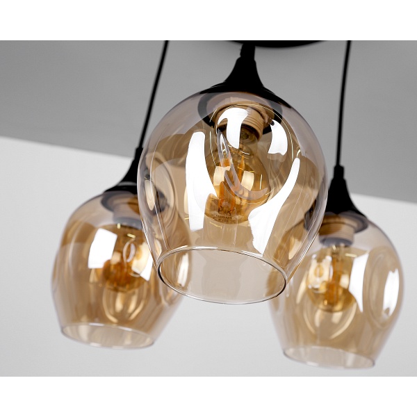 Aspa Lampa Wisząca Czarny Talerz 3X40W E27 Klosz Brązowy Candellux