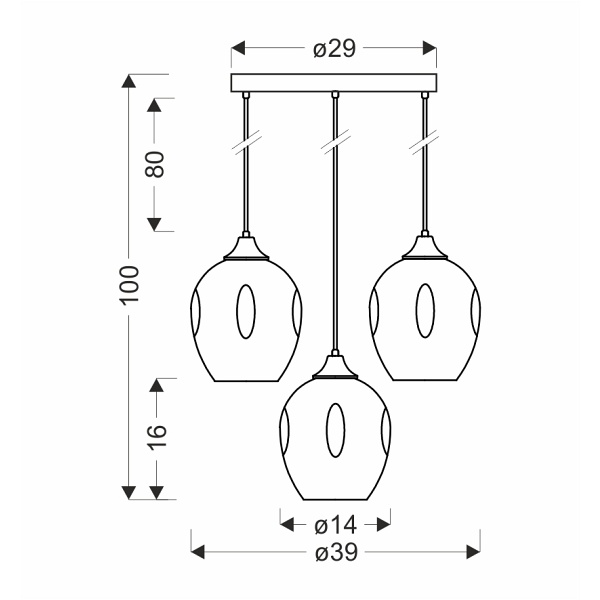Aspa Lampa Wisząca Czarny Talerz 3X40W E27 Klosz Brązowy Candellux