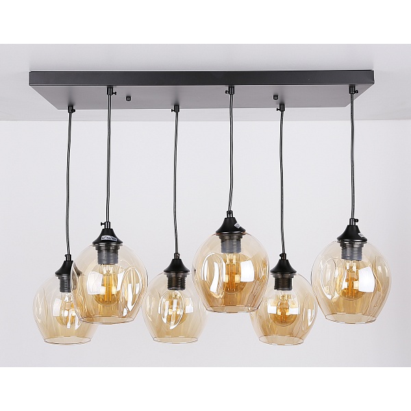 Aspa Lampa Wisząca Czarny 6X40W E27 Klosz Brązowy Candellux