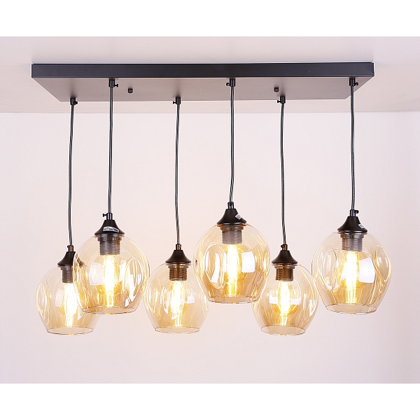 Aspa Lampa Wisząca Czarny 6X40W E27 Klosz Brązowy Candellux