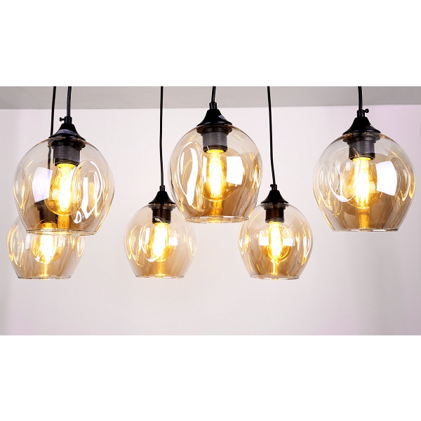 Aspa Lampa Wisząca Czarny 6X40W E27 Klosz Brązowy Candellux