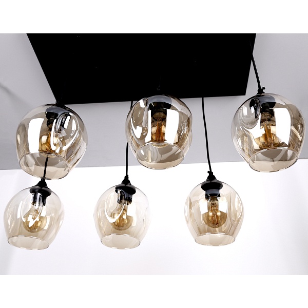 Aspa Lampa Wisząca Czarny 6X40W E27 Klosz Brązowy Candellux