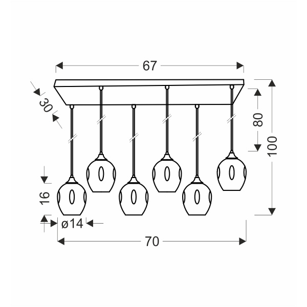 Aspa Lampa Wisząca Czarny 6X40W E27 Klosz Brązowy Candellux